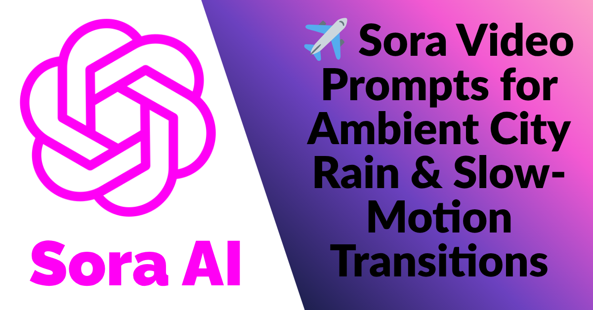 ✈️ Sora Video Prompts for Ambient City Rain & Slow-Motion Transitions