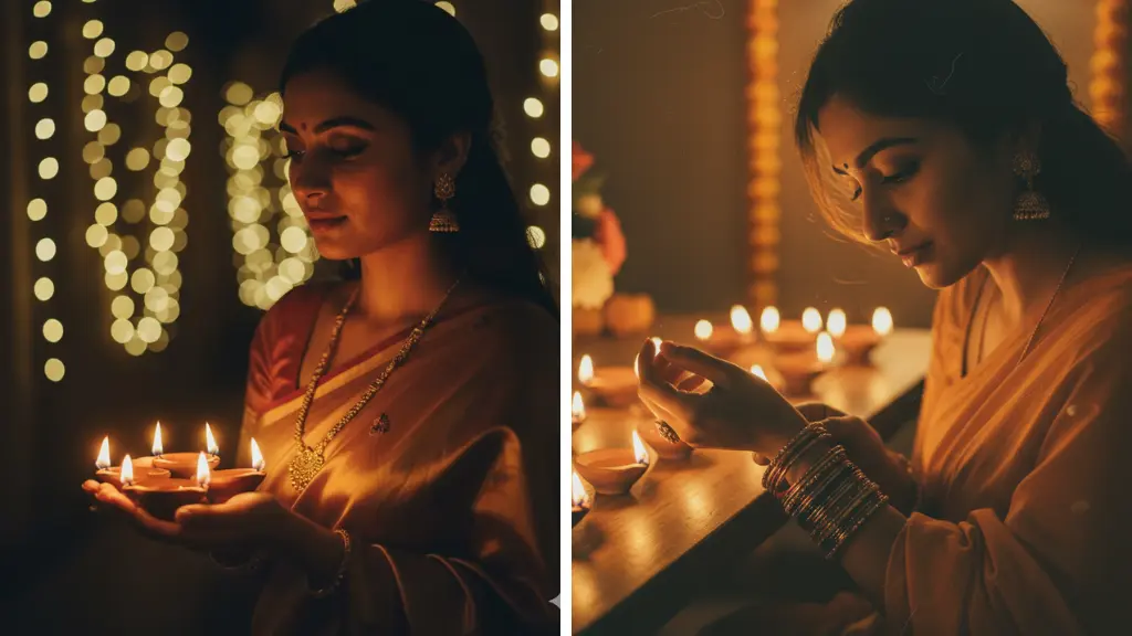 AI Image Prompts Retro Diwali Portraits & Ethnic Night Glow