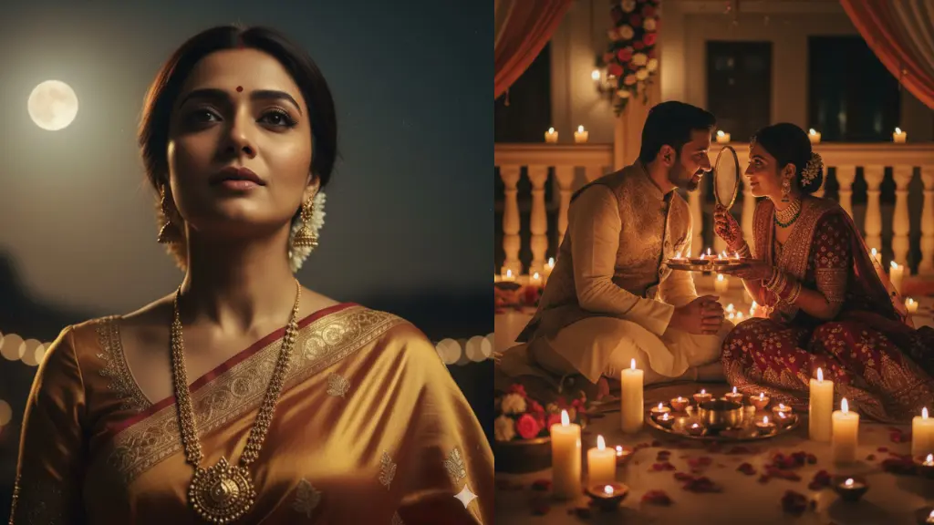 AI Image Prompts Vintage Film-Look Diwali & Karwa Chauth Portraits