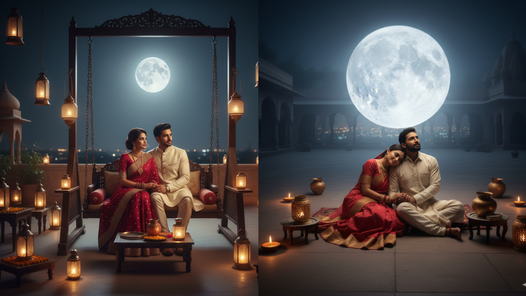 AI Image Prompts for Karwa Chauth Silhouettes, Moonlit Scenes & Festival Textures