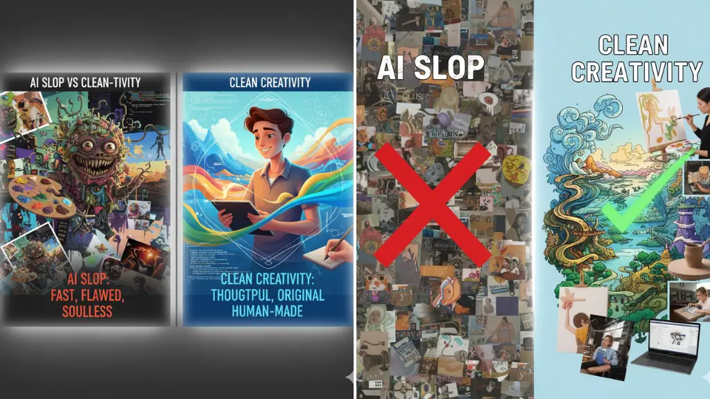 DALL·E Prompts for Awareness Posters “AI Slop” vs Clean Creativity