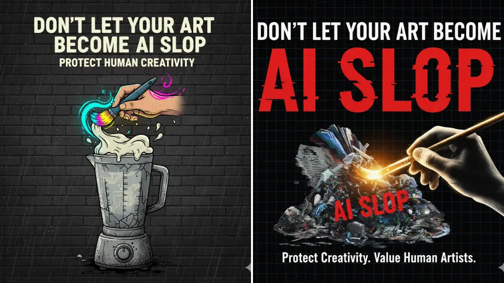 DALL·E Prompts for Campaign Graphics “Don’t Let Your Art Become AI Slop”