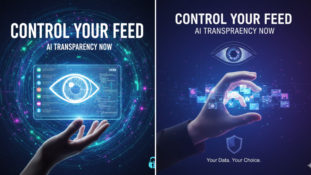DALL·E Prompts for Campaign Posters “Control Your Feed” & AI Transparency