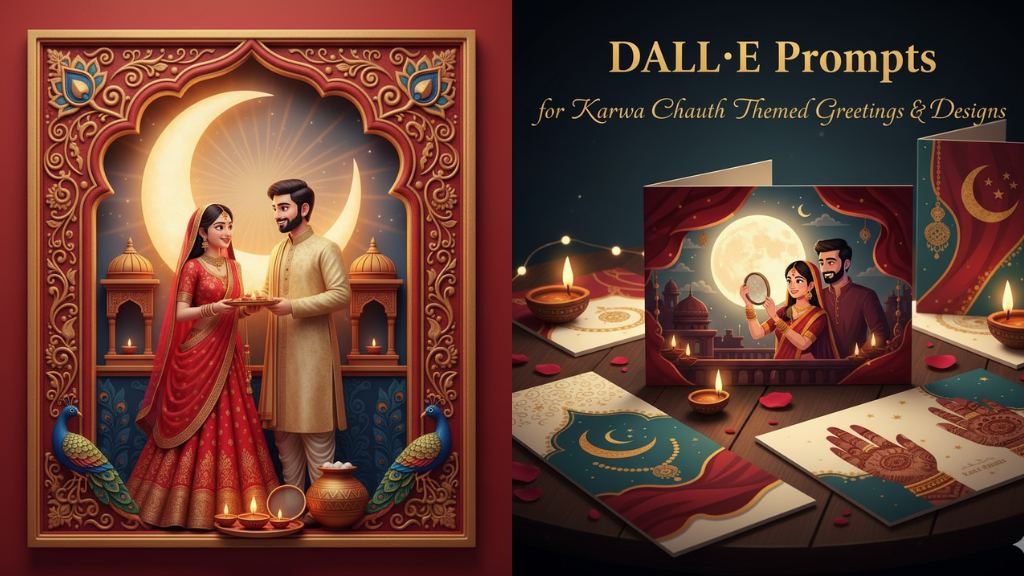 DALL·E Prompts for Karwa Chauth Themed Greeting Cards & Designs