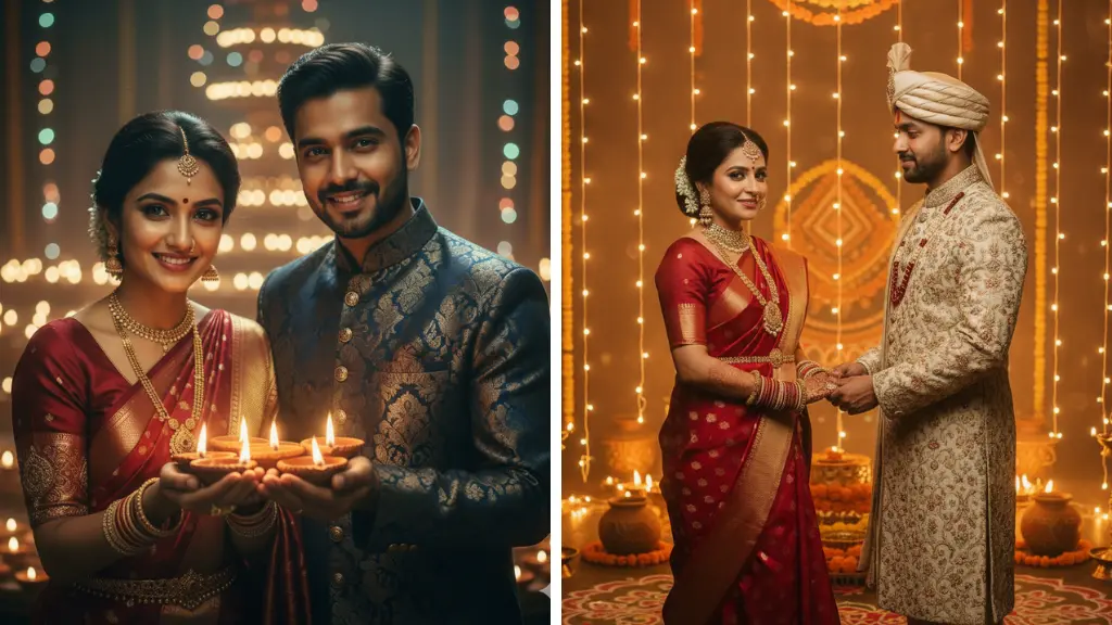Gemini AI Prompts Transform Selfies into Vintage Diwali Couple Portraits
