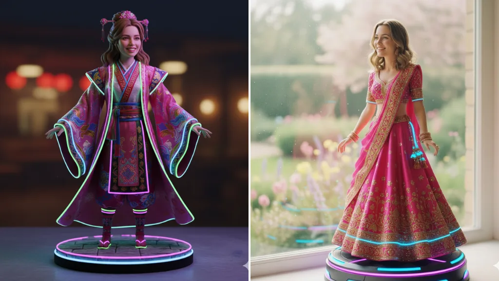 🌟 Gemini AI Prompts: Turn Your Selfie into a 3D Figurine with Festival Attire & Neon Accents