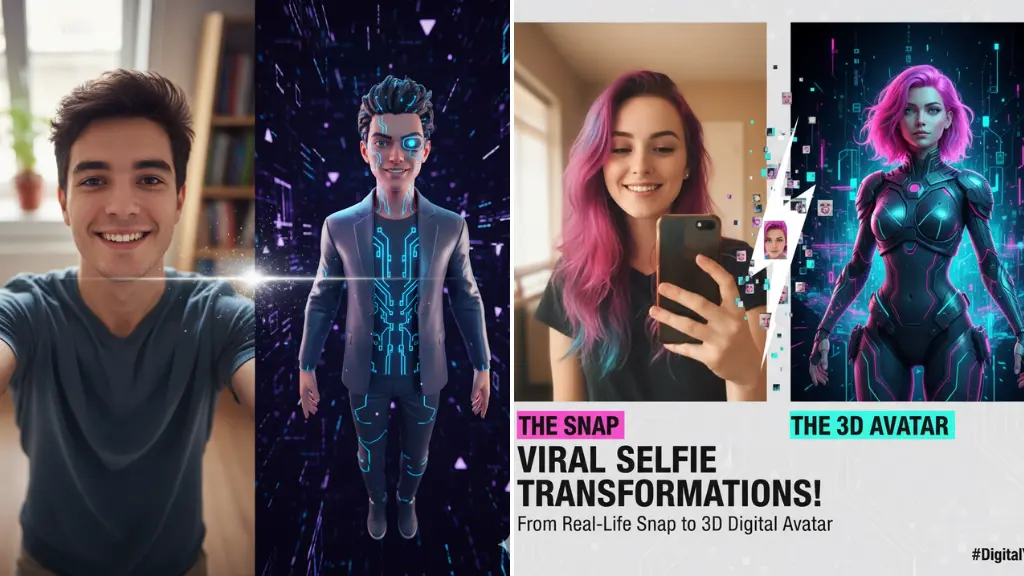 🌟 Gemini AI Prompts: Viral Selfie Transformations – From Snap to 3D Avatar