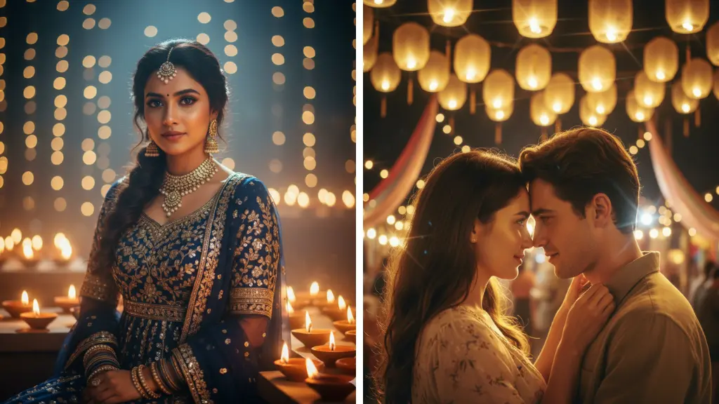 Leonardo AI Prompts Cinematic Diwali Portraits with Soft Glow