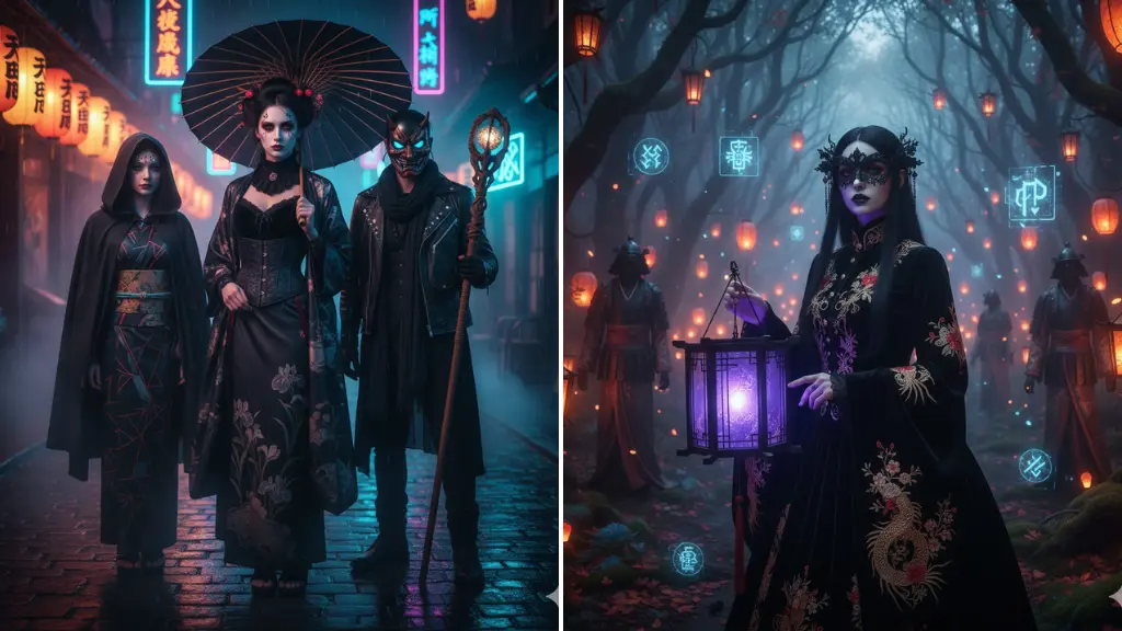 Leonardo AI Prompts Portraits with Gothic Glow & Trad-Festival Fusion