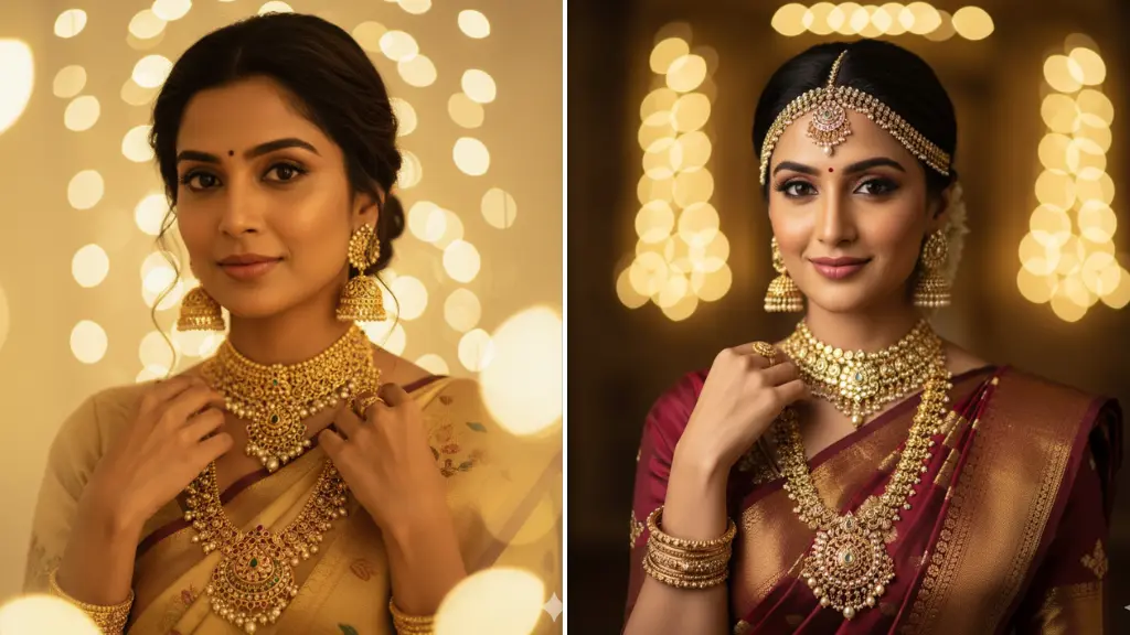 MidJourney Prompts for Festive Jewellery Portraits & Gold Accents