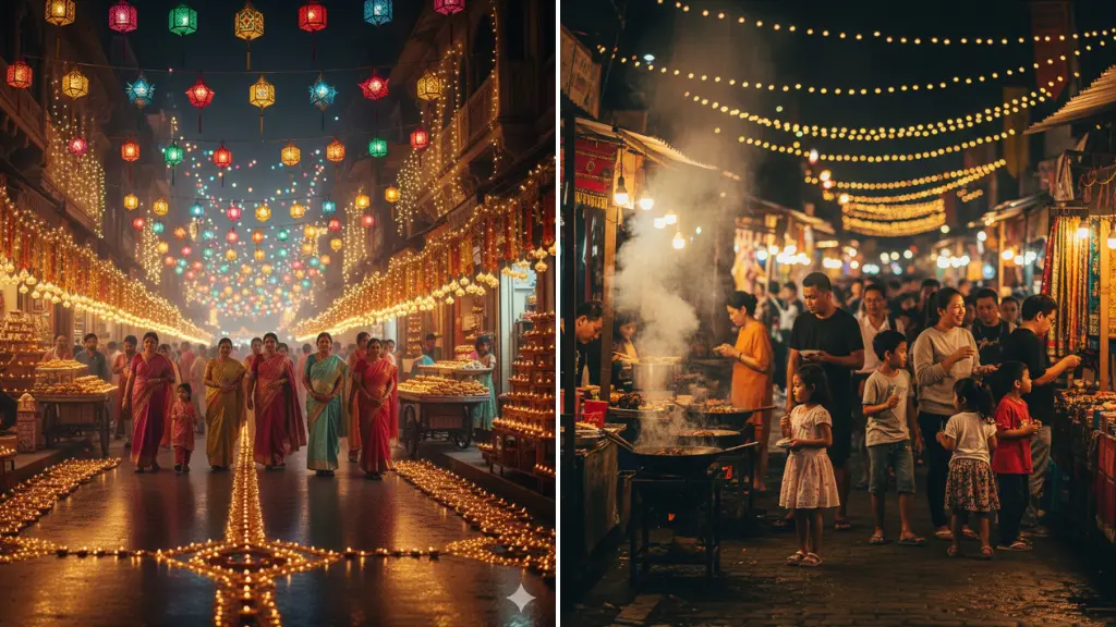 MidJourney Prompts for Night Festival Scenes Lights, Lanterns & Shadows